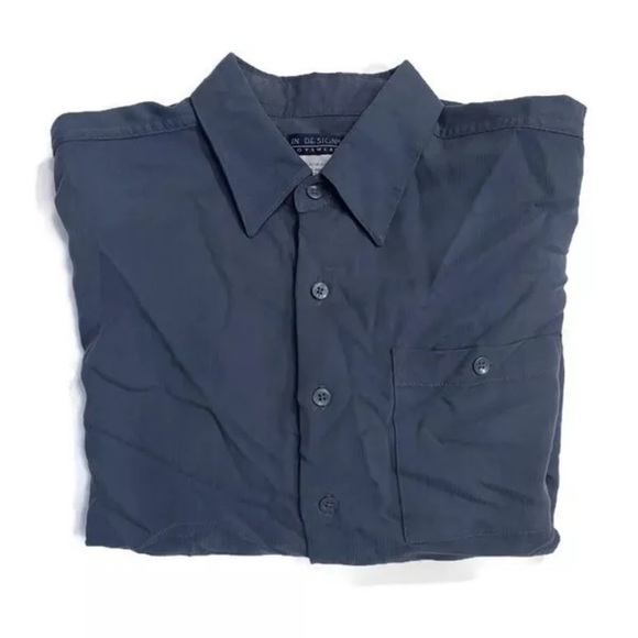 In Design Boyswear Blue Ribbed Long Sleeve Button-Down Boys Size XL 18 - Picture 4 of 5